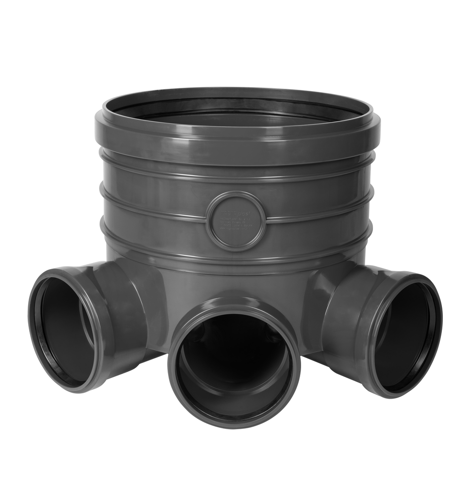 PP Schacht DN 400 Anschlüsse Rechts-Mitte-Links DN 150