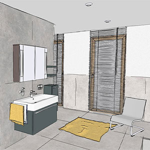 3D Planung Badezimmer Skizze
