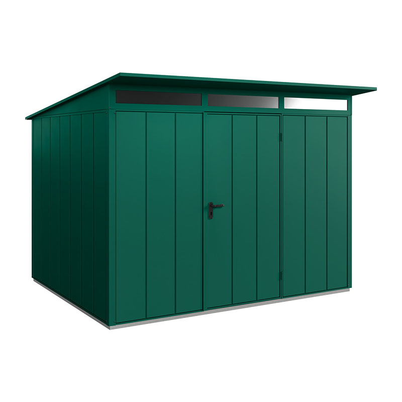 Hörmann Berry-Gerätehaus Modern-P, Typ 3 mit Pultdach, B 312,7, H 232,3, T 283,4 cm, Moosgrün