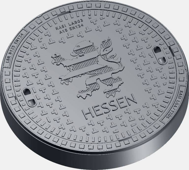 KASI Schachtabdeckung ohne Ventilation Motiv "Hessen" Klasse B125 80mm