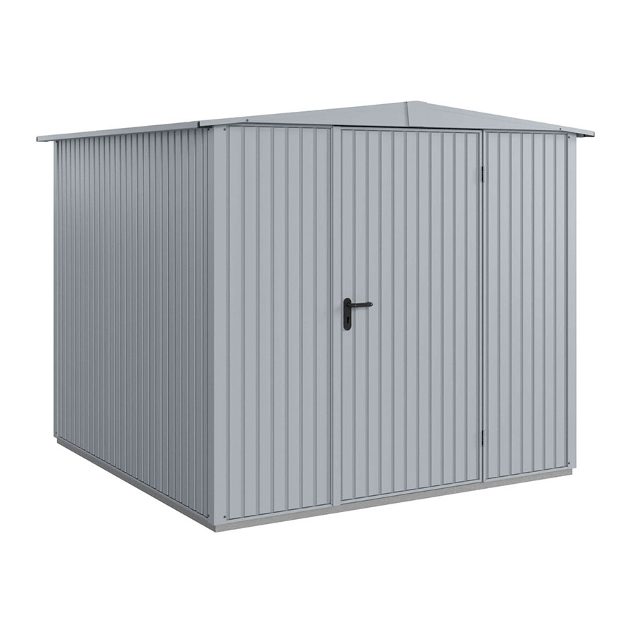 Hörmann Berry-Gerätehaus Classic, Typ 2 mit Satteldach, B 258,8, H 216, T 247,7 cm, Fenstergrau
