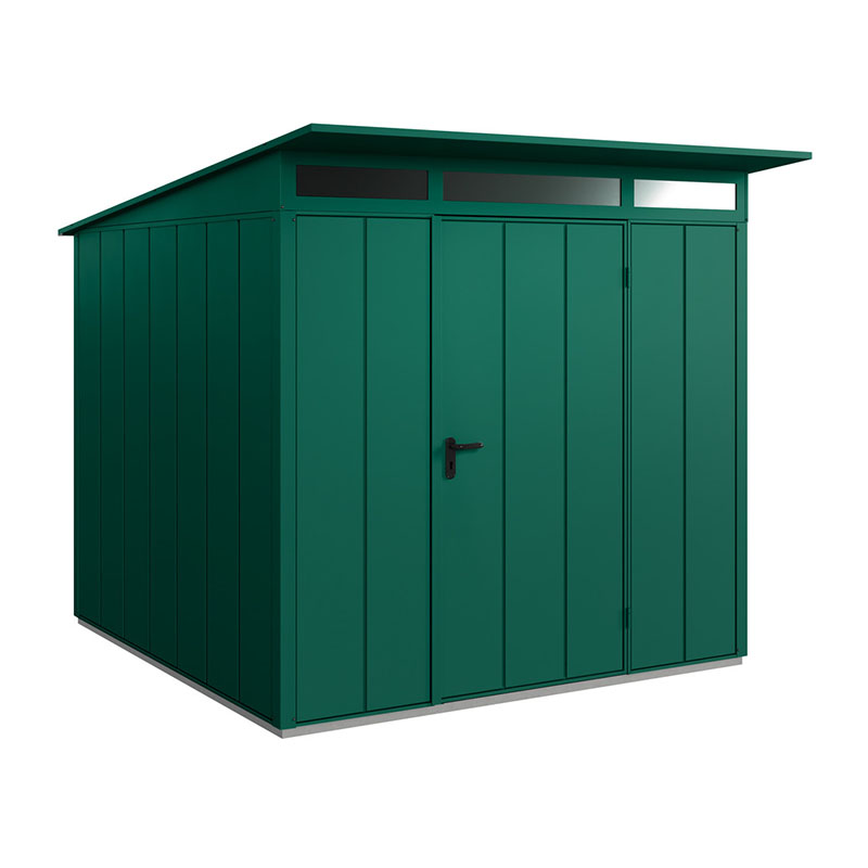 Hörmann Berry-Gerätehaus Modern-P, Typ 2 mit Pultdach, B 247,9, H 232,3, T 283,4 cm, Moosgrün