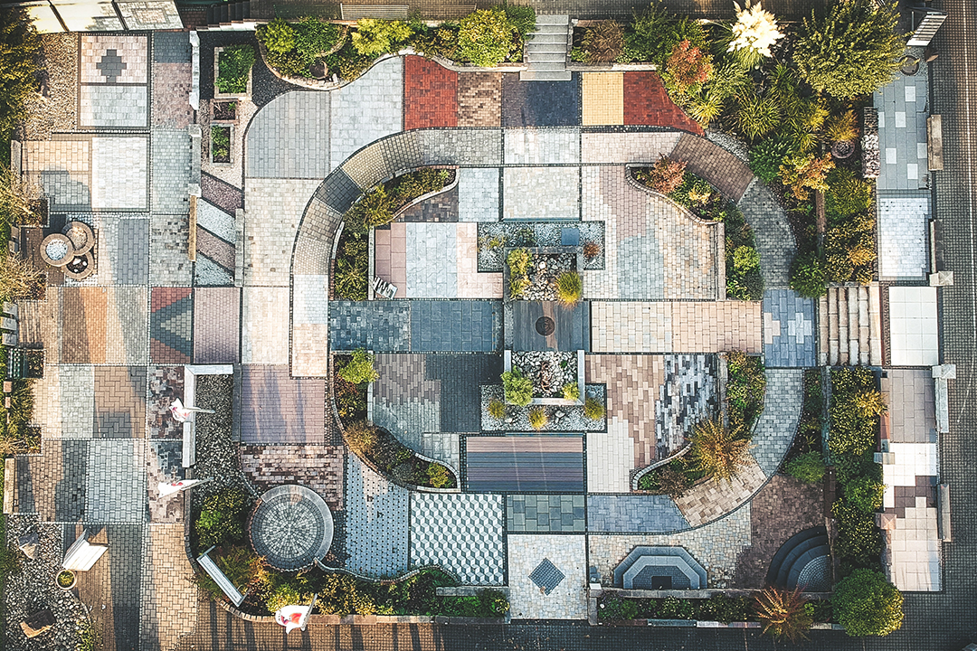 Luftansicht Ausstellungen